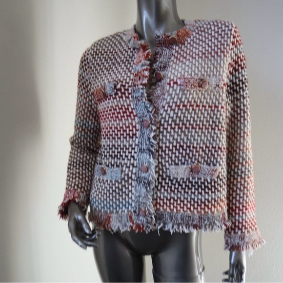 Veronica Beard Sariyah Knit Jacket Fringe Crest
Buttons Current Style Size Small - Picture 4 of 9